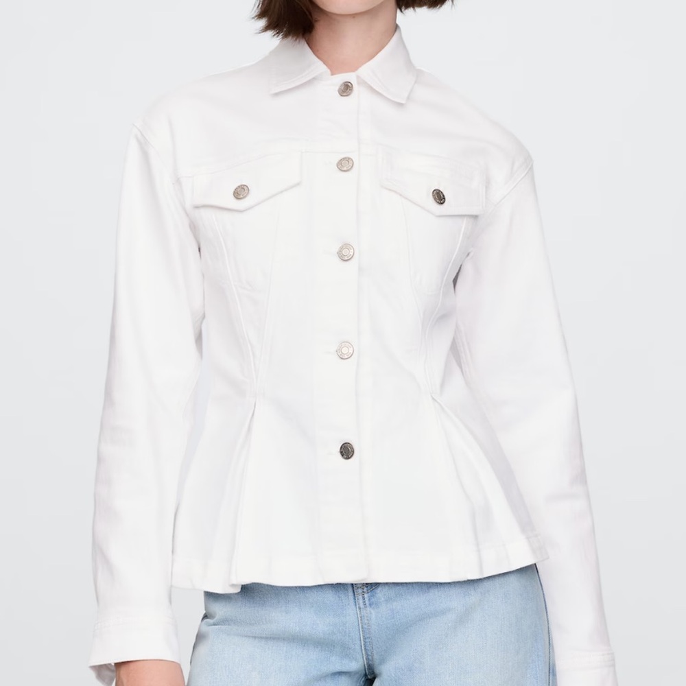 GAP White Jean‎ Jacket Classic Cropped Style Size SP